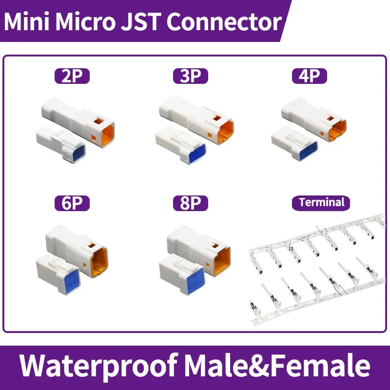 5/10/100 Sets JST Automotive Micro Harness Waterproof Housing Plug 2/3/4/6/8Pin Male&Female Plug&Connector 02/3/4R/S-JWPF-VSLE-D