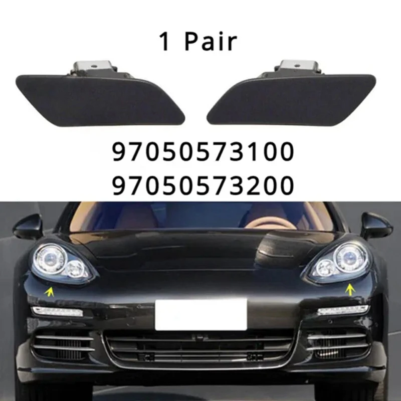 Front Bumper Sprinkler Cover Headlight Spray Cover For Porsche Panamera 2014-2016 97050573100 97050573200 Replacement Parts 2PCS