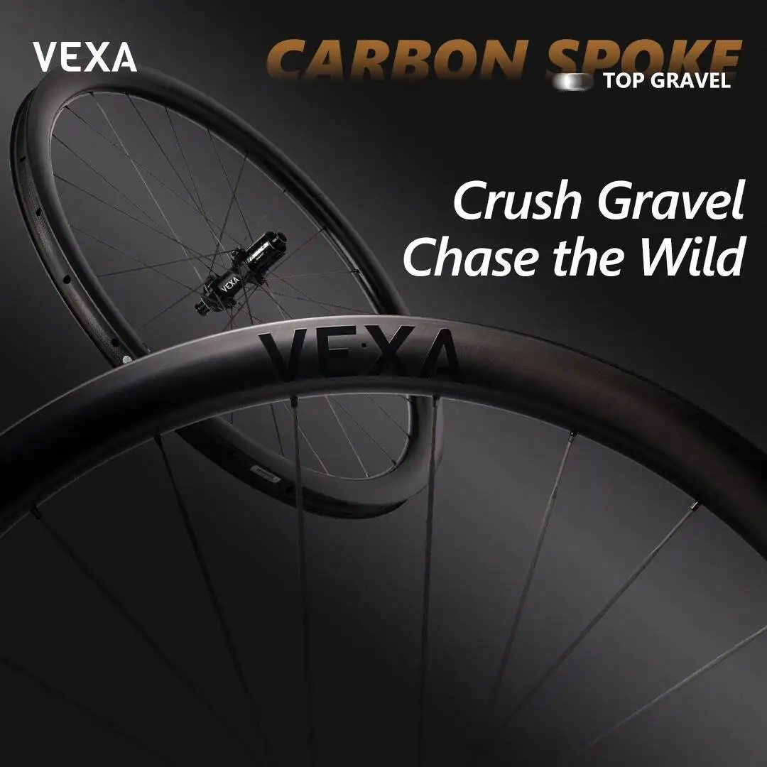 

VEXA TOP Gravel 3.3mm Carbon Spoke 40mm Depth 1245g Ultra-Light 700C Carbon Fiber Wheelset Ratchet 36T Hub UD Coating-Free