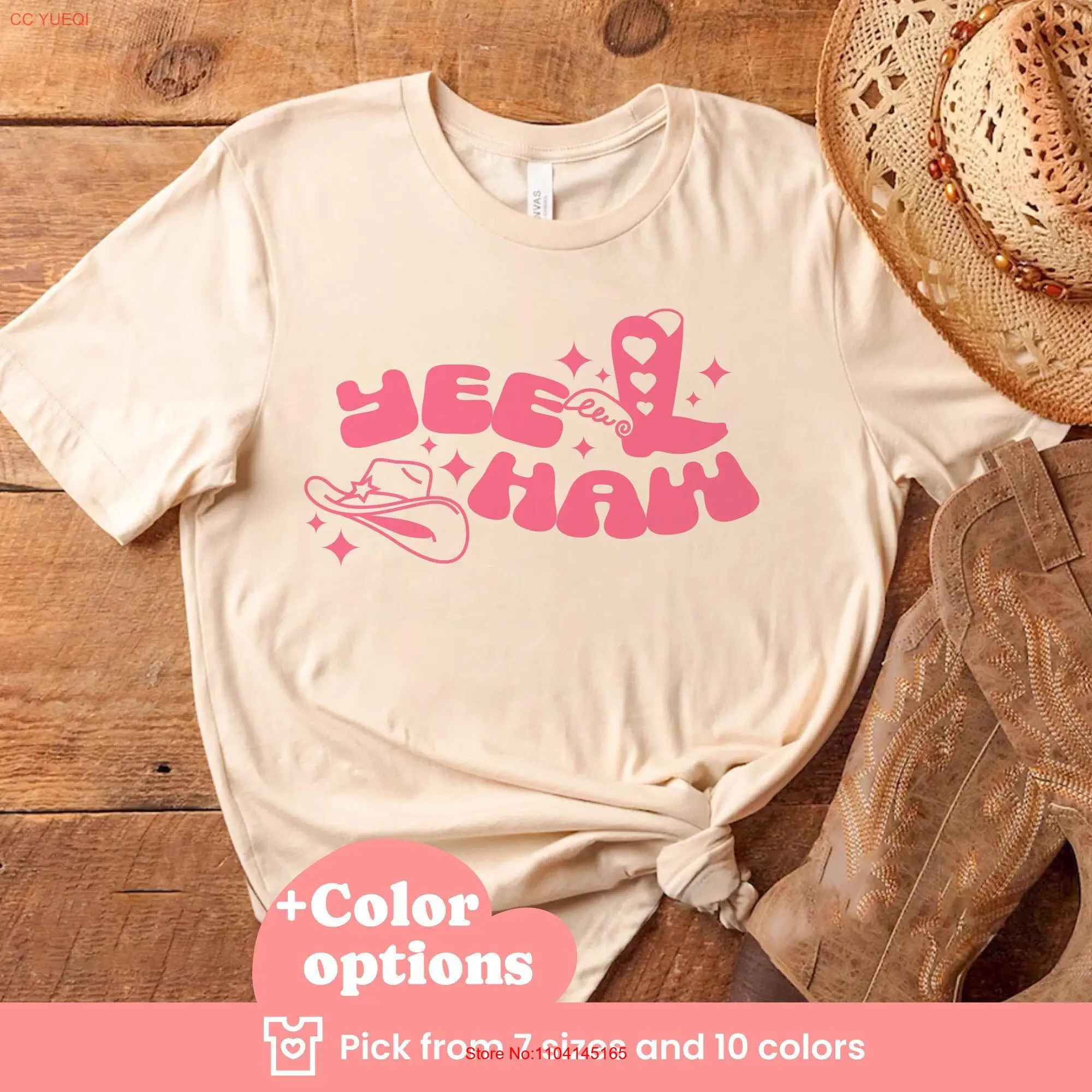 

Retro Cute YeeHaw T Shirt for Cowgirls Vintage Yee haw Western Girls Boot and Cowgirl Hat Southwest long or short sleeves