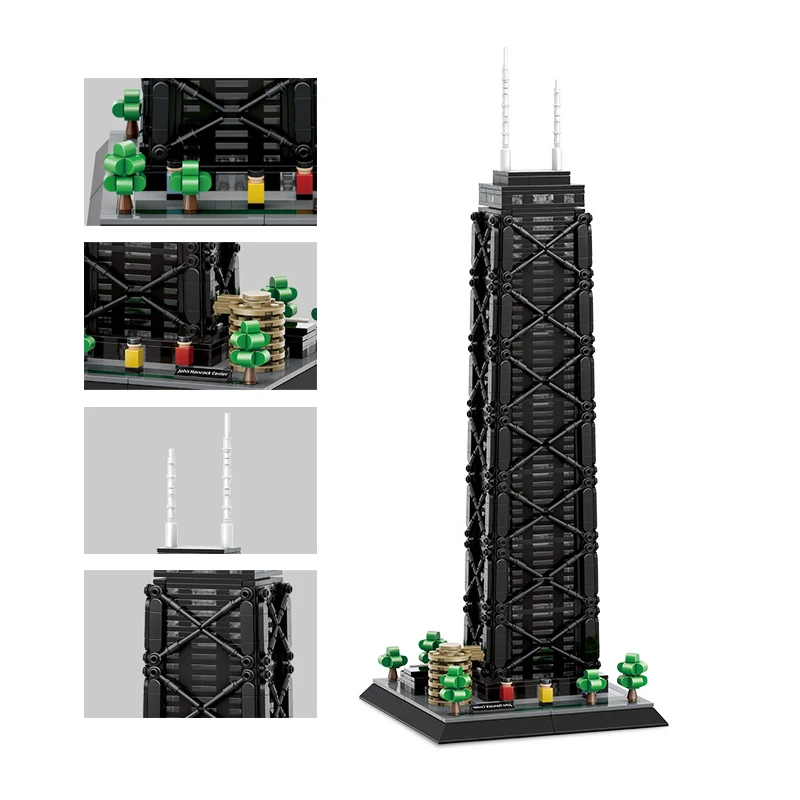 الولايات المتحدة الأمريكية العمارة التجارية بنة شيكاغو جون هانكوك مركز كونستروكتون نموذج Playset الطوب لعب للهدايا