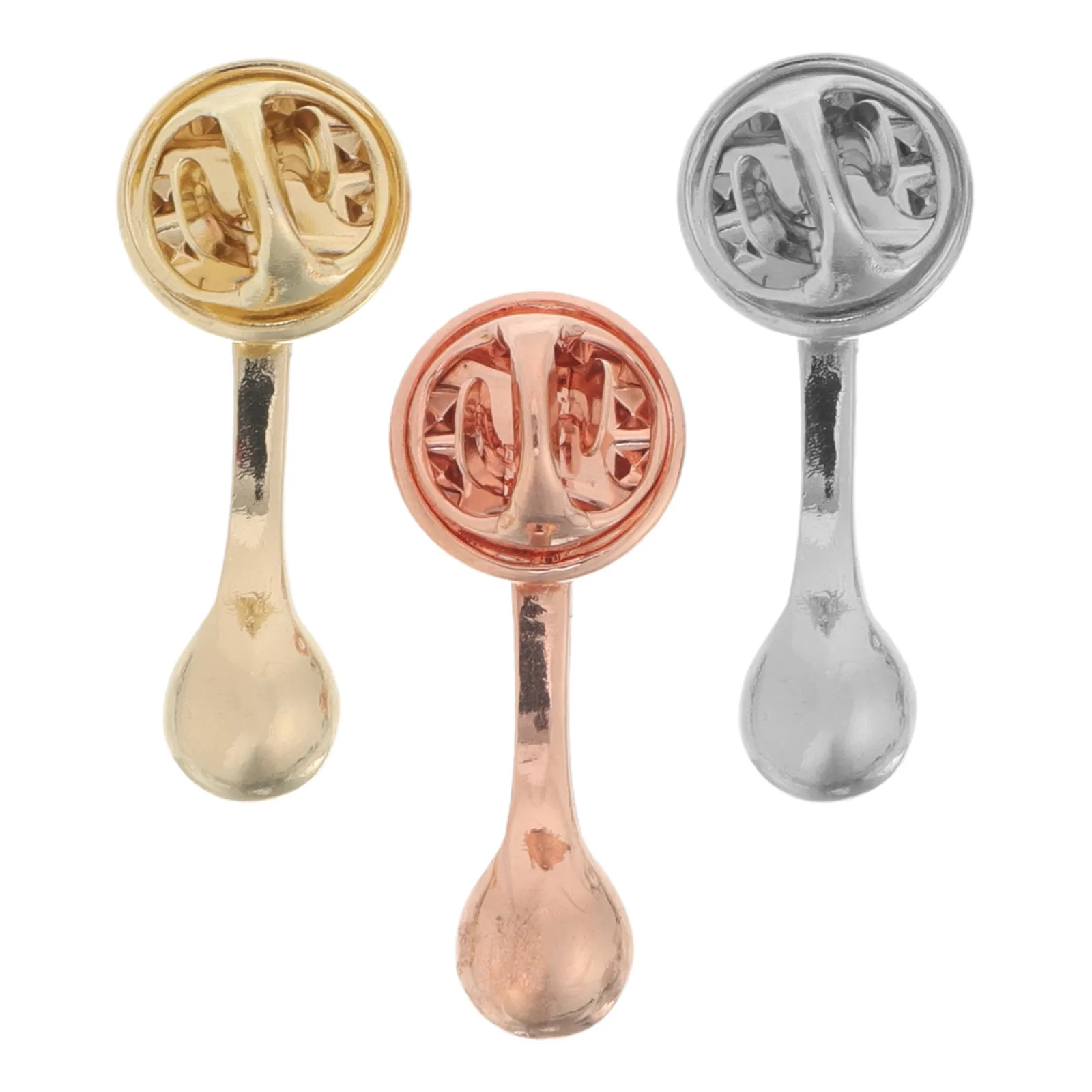 3Pcs Creative Coffee Spoon Brooch Alloy Pin Badge for Cafe Restaurant Party Cute Backpack Hat Clothes Accessory