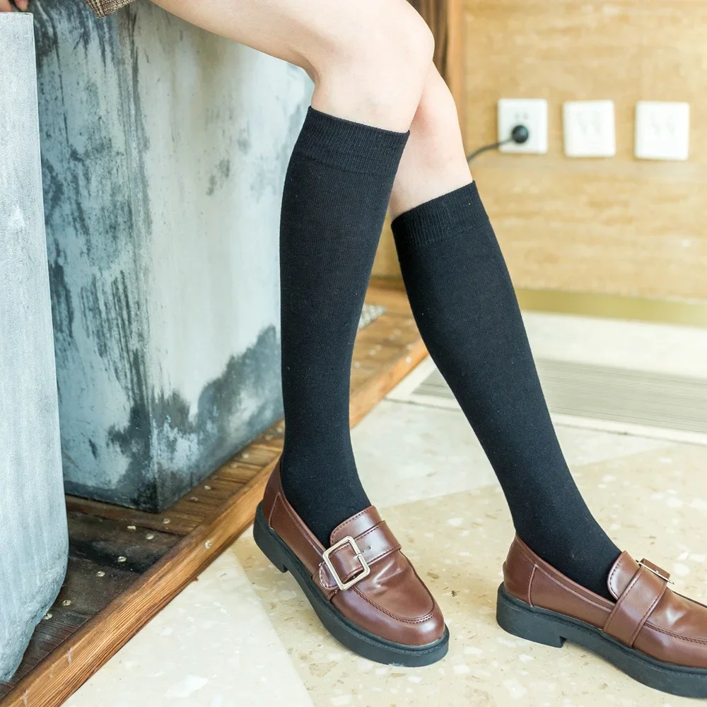 8 Colors Socks for Women Cotton Autumn Winter Long Socks Harajuku Female Casual Trick Warm Student Ladies Solid Color Sox 2022