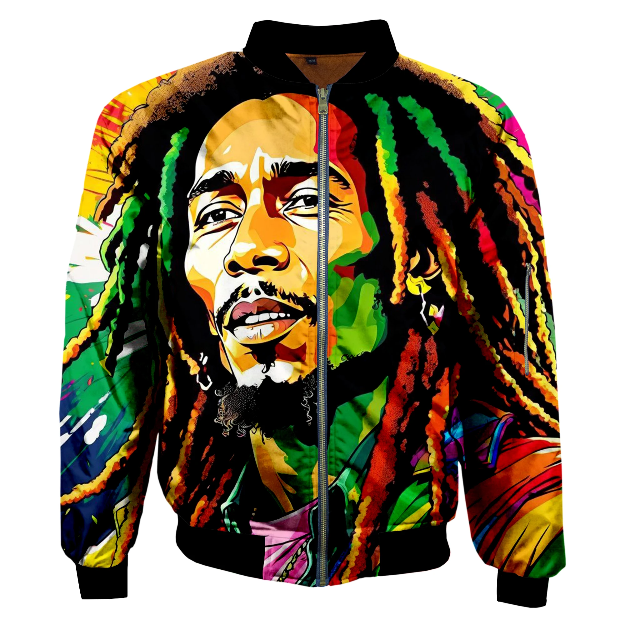 New Fashion Rastafari Lion Tattoo Vintage Casual 3DPrint Unisex Men/Women Harajuku Reggae Bob Marley Hip Hop Bomber Jacket S1