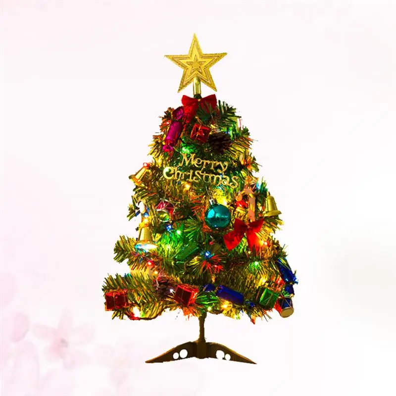 

50cm Artificial Christmas Tree LED Luminous Xmas Tree With Light Holiday Window Decor Set Ornament Party New Year 2025 Adornment