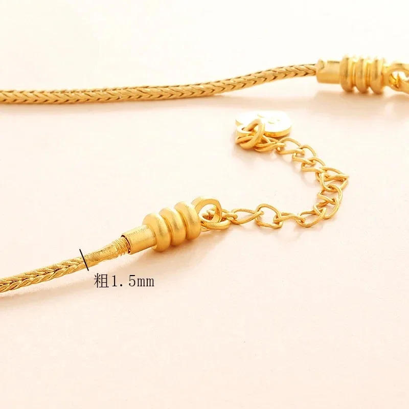 NovaGlod Luxury 24K 9999 Pure Gold real gold Snake bone bracelet 1.5MM aperture universal bracelet versatile through hole pendan