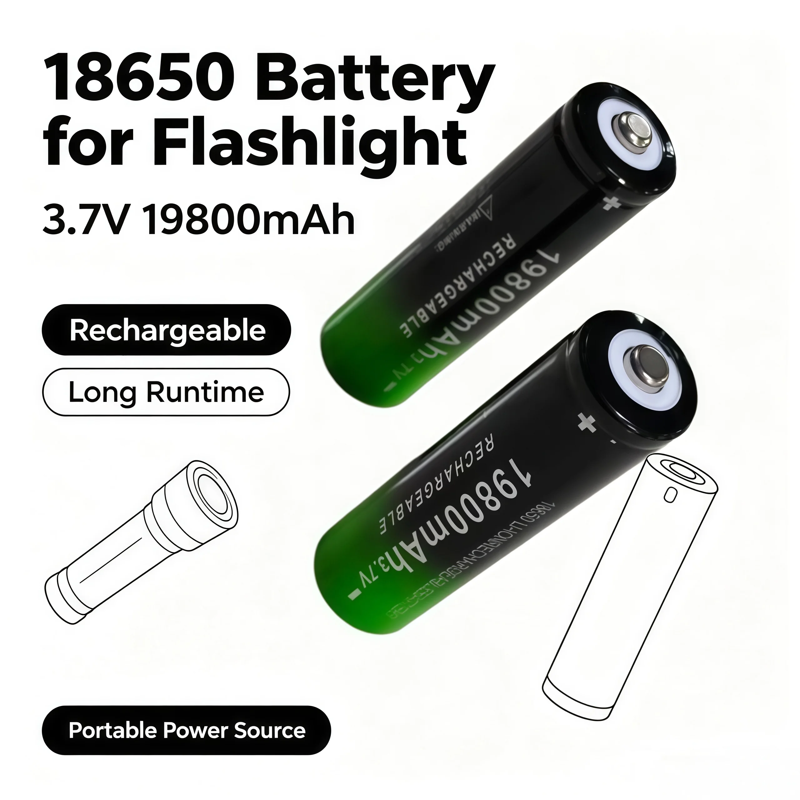 18650 Rechargeable‑Battery Lpega 3.7V 19800mAh Long‑life Lithium Batteries Fit for Flashlight