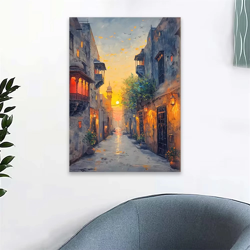 Karachi باكستان ألوان مائية قماش اللوحة Paros اليونان الغروب المائية السفر جدار الفن يطبع اليونانية أوروبا البحر الأبيض المتوسط الفن