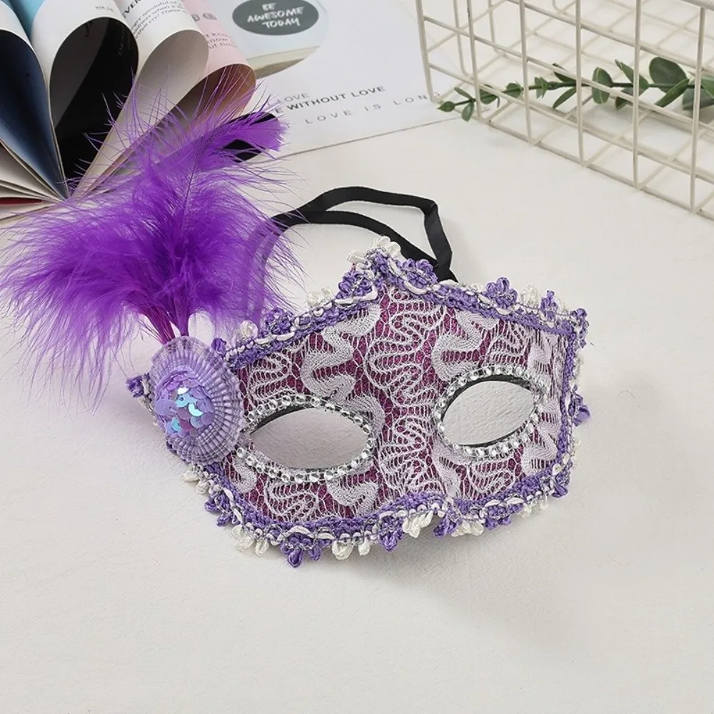 Multicolor Half-Face Mask Seductive Style Cosplay Feather Mask Fancy Prom Lace Halloween Festival Party Mask Costume Party