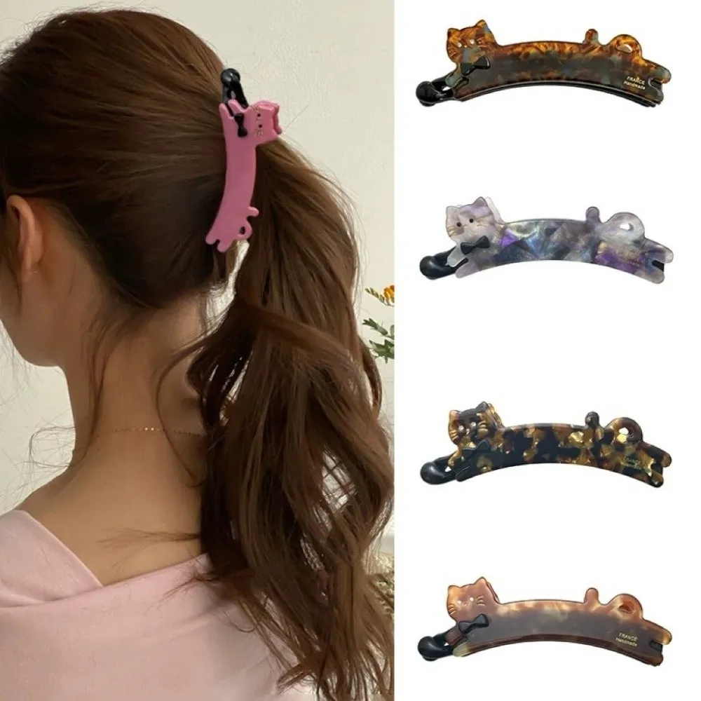 Gifts Cute Cat Banana Clip Large Hair Styling Tools Korean Style Twist Clip Hair Accessor Vertical Banana Scratching