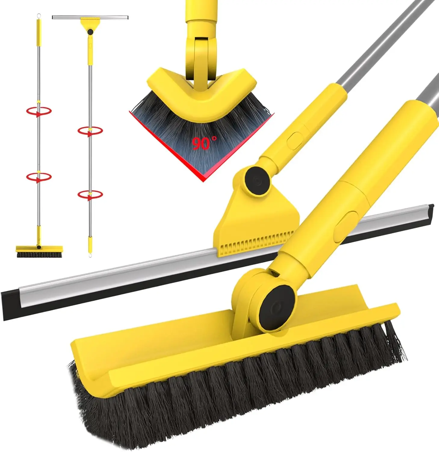 

V-образная щетка для затирки и набор скребок для пола длиной 16,9 дюйма, длинная ручка для чистки плитки в ванной комнате, гаража, оконного стекла