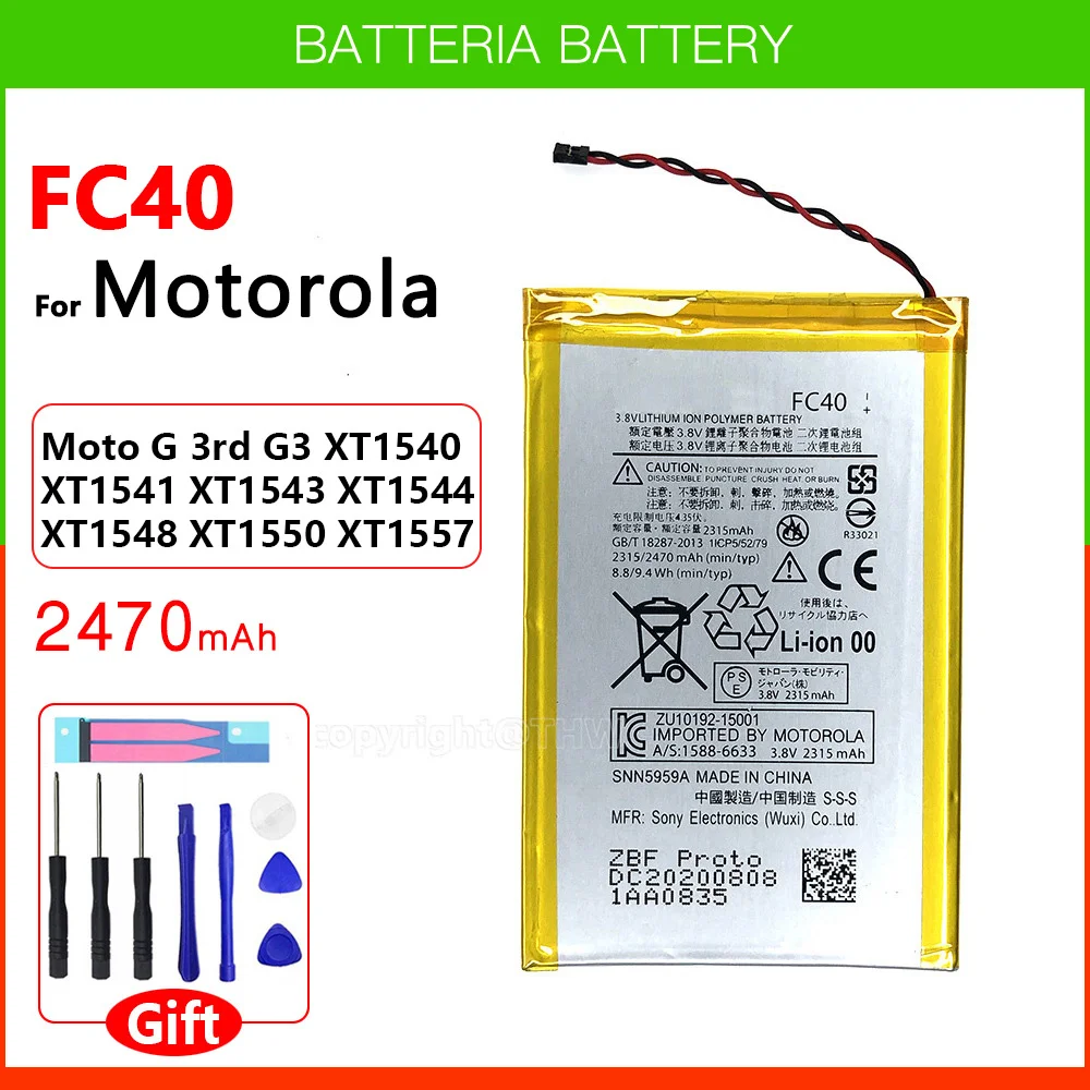 

Original Genuine FC40 Battery SNN5965A 2315mAh For Motorola Moto G 3rd G3 XT1540 XT1541 XT1543 XT1544 XT1548 XT1550 XT1557