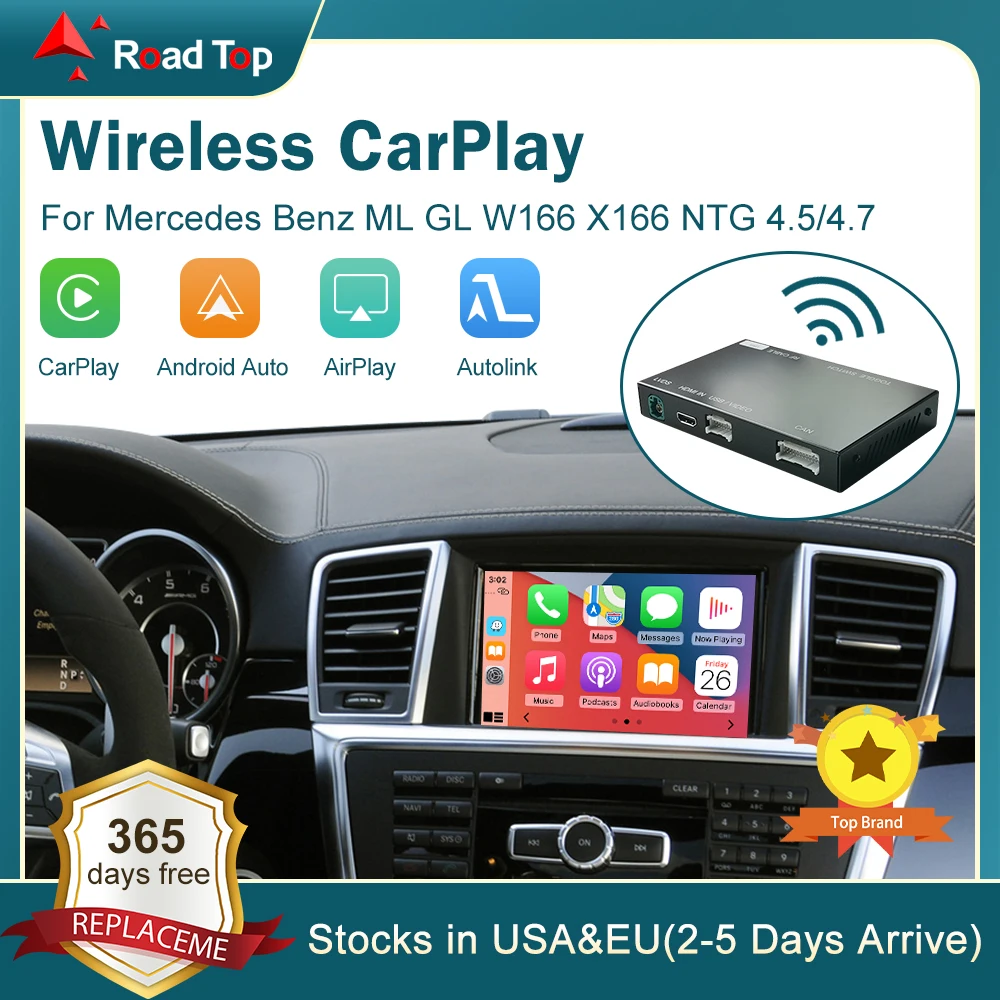 Wireless CarPlay for Mercedes Benz ML GL W166 X166 2012-2015, with Android Auto Mirror Link AirPlay Car Play Functions