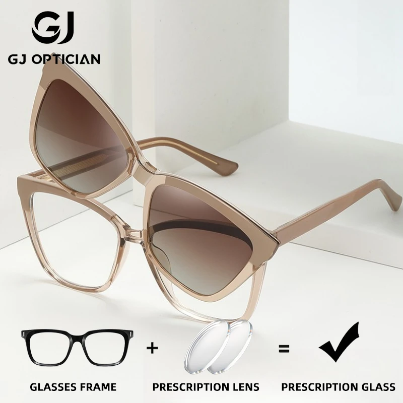 

GJ OPTICIAN Polarized Glasses Magnetic Clip and Dual Color Sunglasses Anti Blue Light Progressive Optical Prescription Eyewear