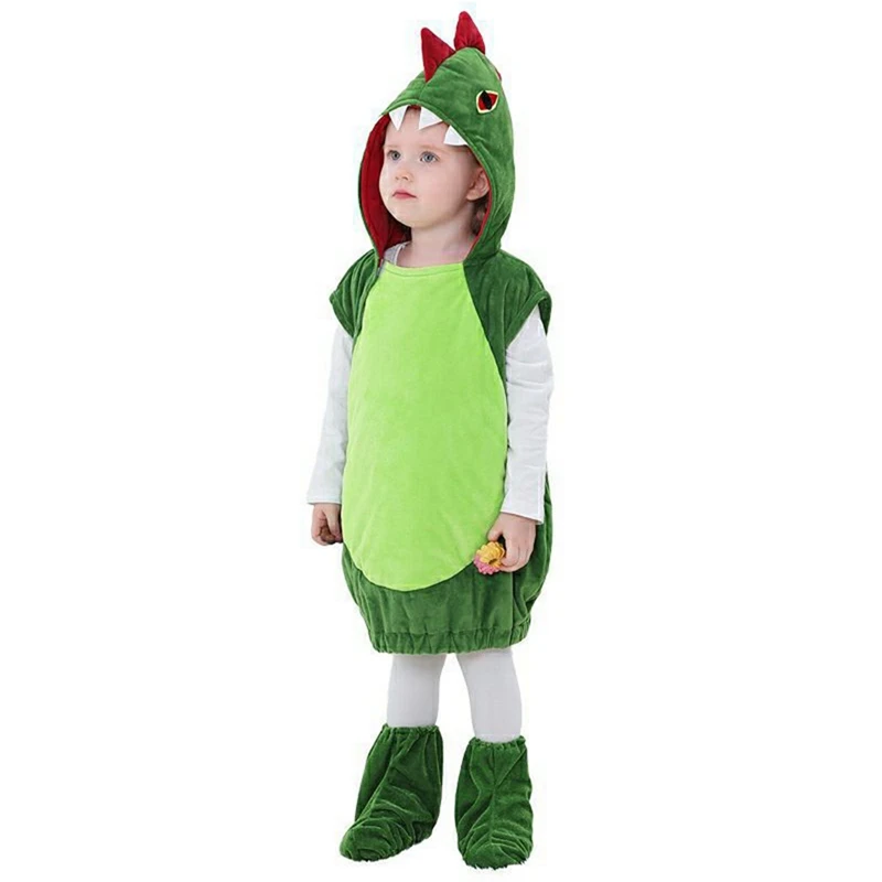 Un costume de cosplay de dinosaure et couvre-chaussures, doux pour la peau, garder la chaleur, vêtements de festival, vêtements d'Halloween