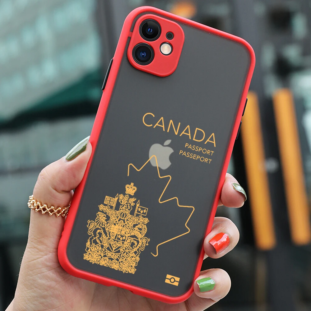 Canada Passport Phone Case For iPhone 15 14 13 12 11 Mini Pro Max X XR XSMax 7 8 Plus Matte Transparent Back Cover