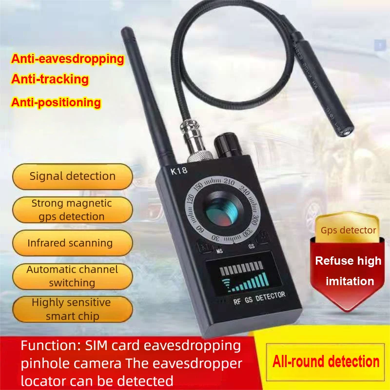 

Anti Spy Camera GSM Audio Bug Finder GPS Signal Lens RF Tracker Detect Multi-function Laser Scanner Wifi Camera Detector K18 k68