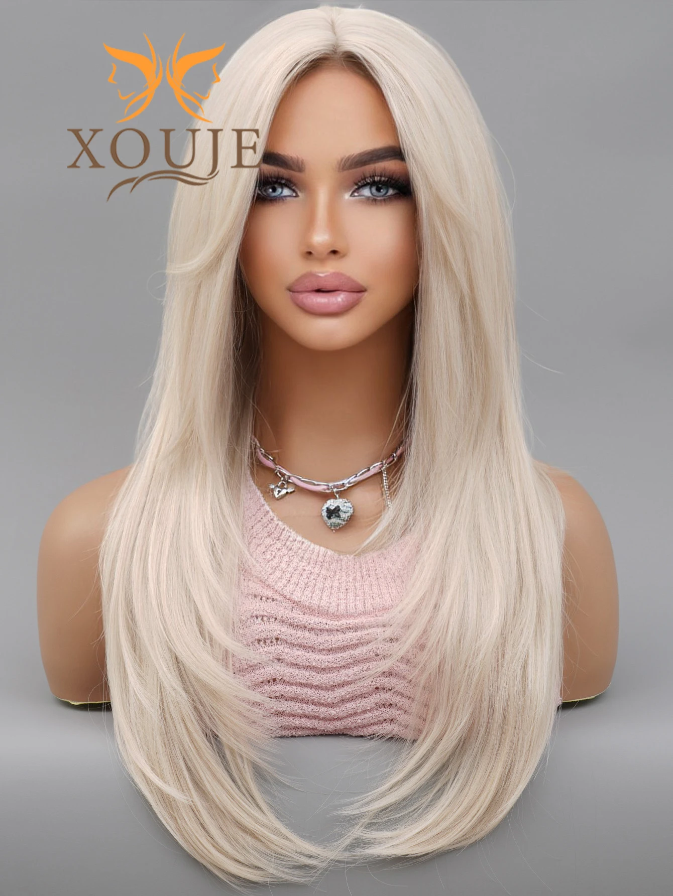 Gorgeous Barbie Wig Blonde Long Straight Hair Synthetic Wig Women Wig Suitable for Daily Wear Use Prom Party High Quality Wig