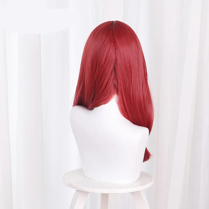 Anime KakeNAFTA-Perruque Cosplay Longue Double Queue pour Bol et Femmes, Cheveux Rouges, Fibre Résistante à la Chaleur, Bonnet Gratuit