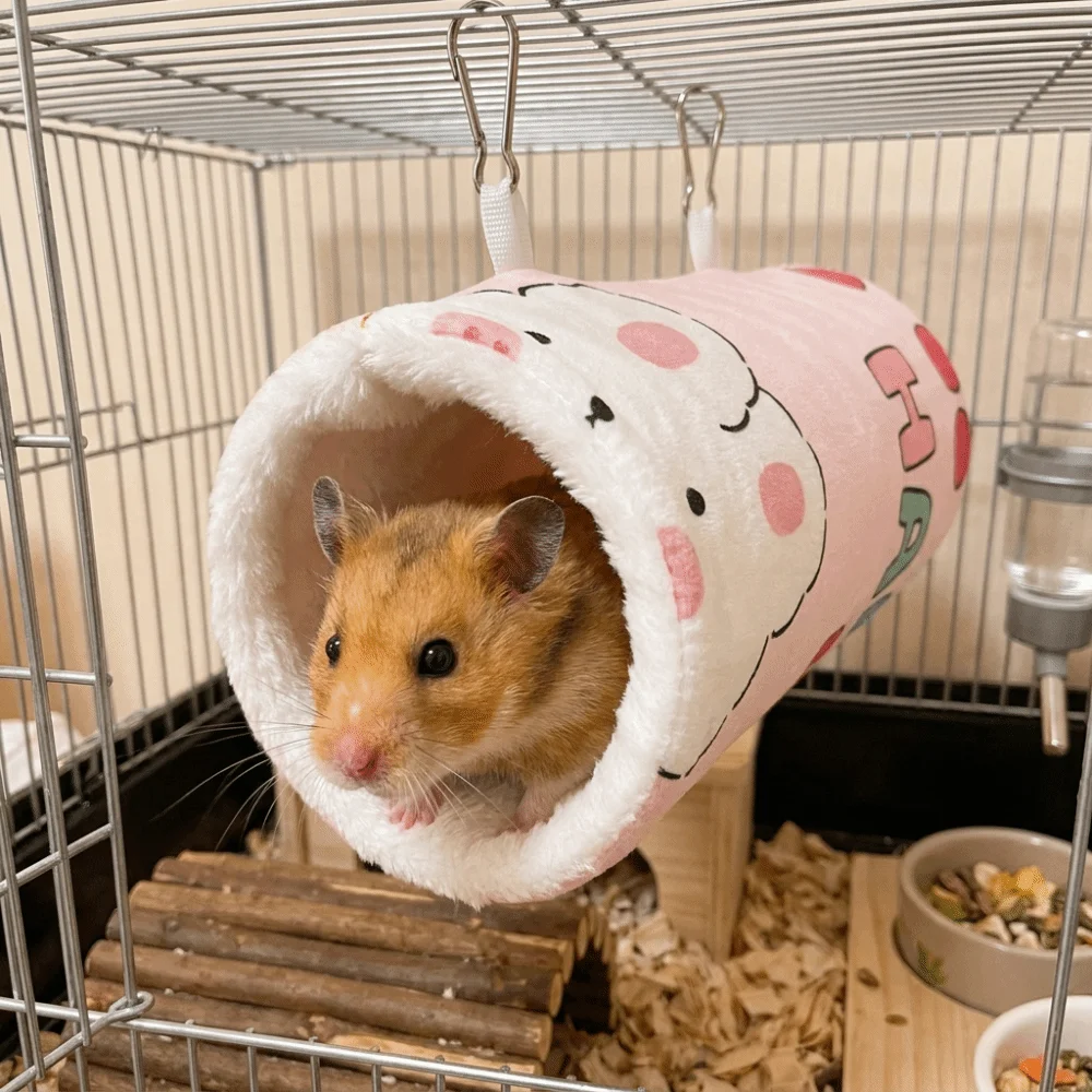 Cute Soft Hamster Tunnel Thickened Cartoon Pattern Hanging Tunnel Nest Fluffy Cozy Pet Play Tunnel Playing