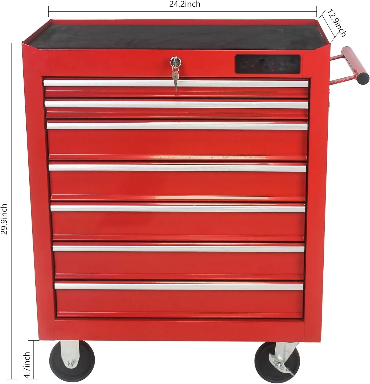 7-Drawer Rolling Tool Storage Cabinet with Liner, Adjustable Shelf, Locking Mechanism, Parking Brakes, Tool Cart Chest for Garag