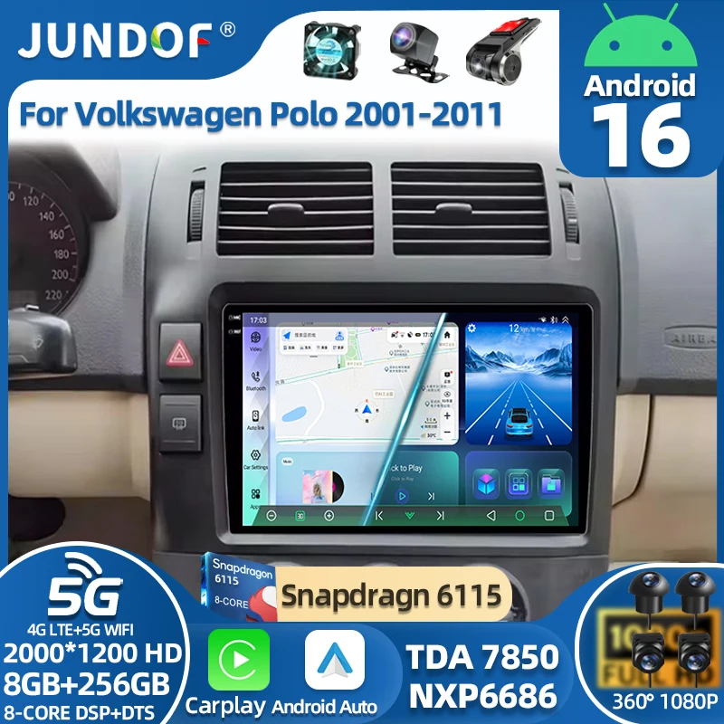 

Car Radio Android 16 GPS For VW Volkswagen POLO 2001 2002 - 2009 Carplay Auto Player Navigation 2 Din Head Unit DVD Video Stereo