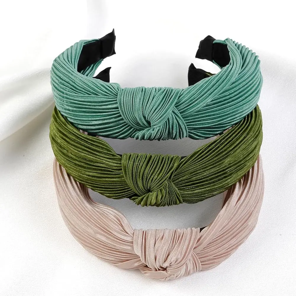

Free Shipping 3 Packs Headbands for Women Girls Fashion Wide Top Knotted Head Bands for Women’s Hair Non Slip Thick Elastic Sati