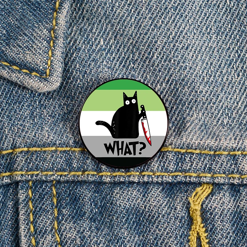 Agender Pride halloween cat knife Pin Custom Funny vintage Brooches Shirt Lapel teacher Bag Badge pins for Lover Girl Friends