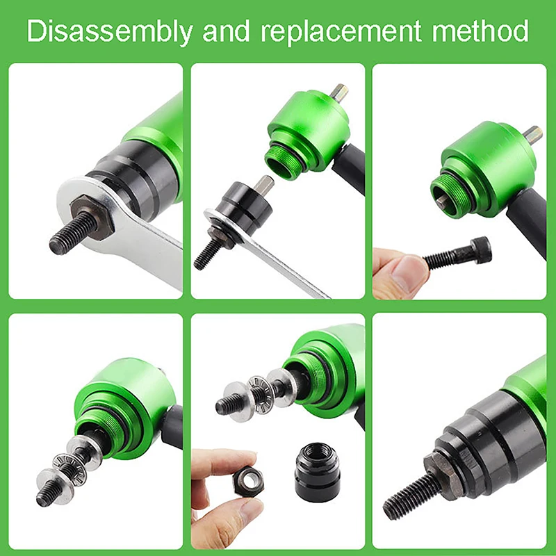 New Electric Gun Adapter Rivet Head Set Electric Tool Manual Pneumatic Rivet Gun For M3 M4 M5 M6 M8 M10 Nuts Riveter Guns Tools