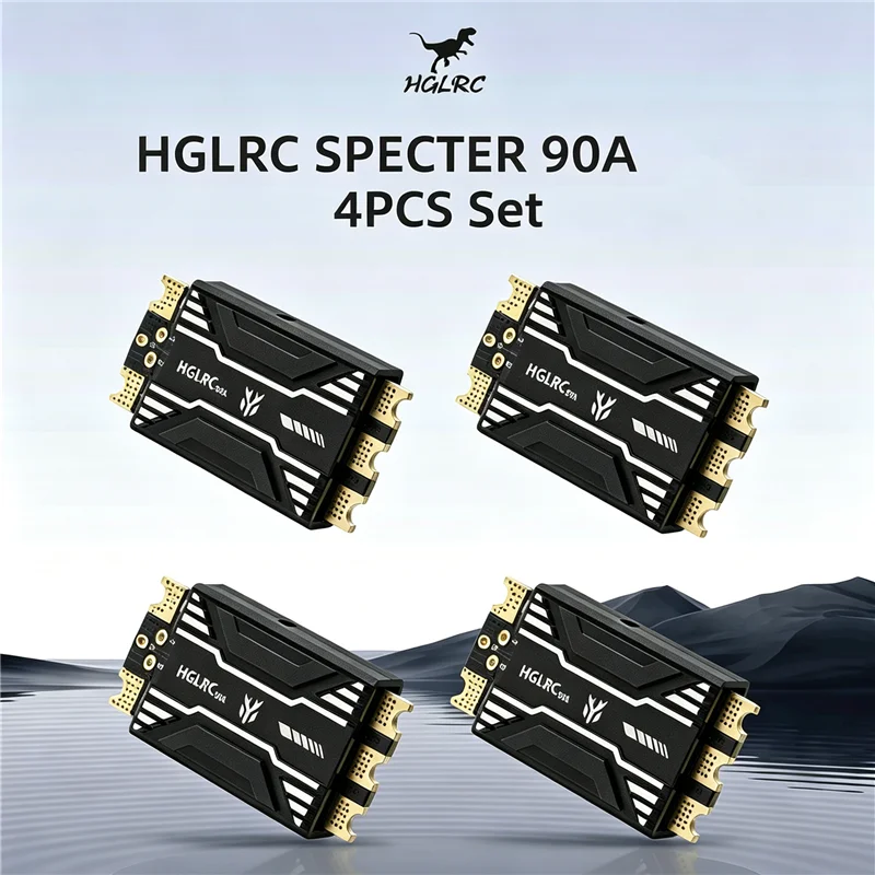 Complete 4 Unit HGLRC SPECTER 90A Brushless ESC Kit, DShot150/DShot300 Compatible No BEC Heavy Load for New LR Drone Builds