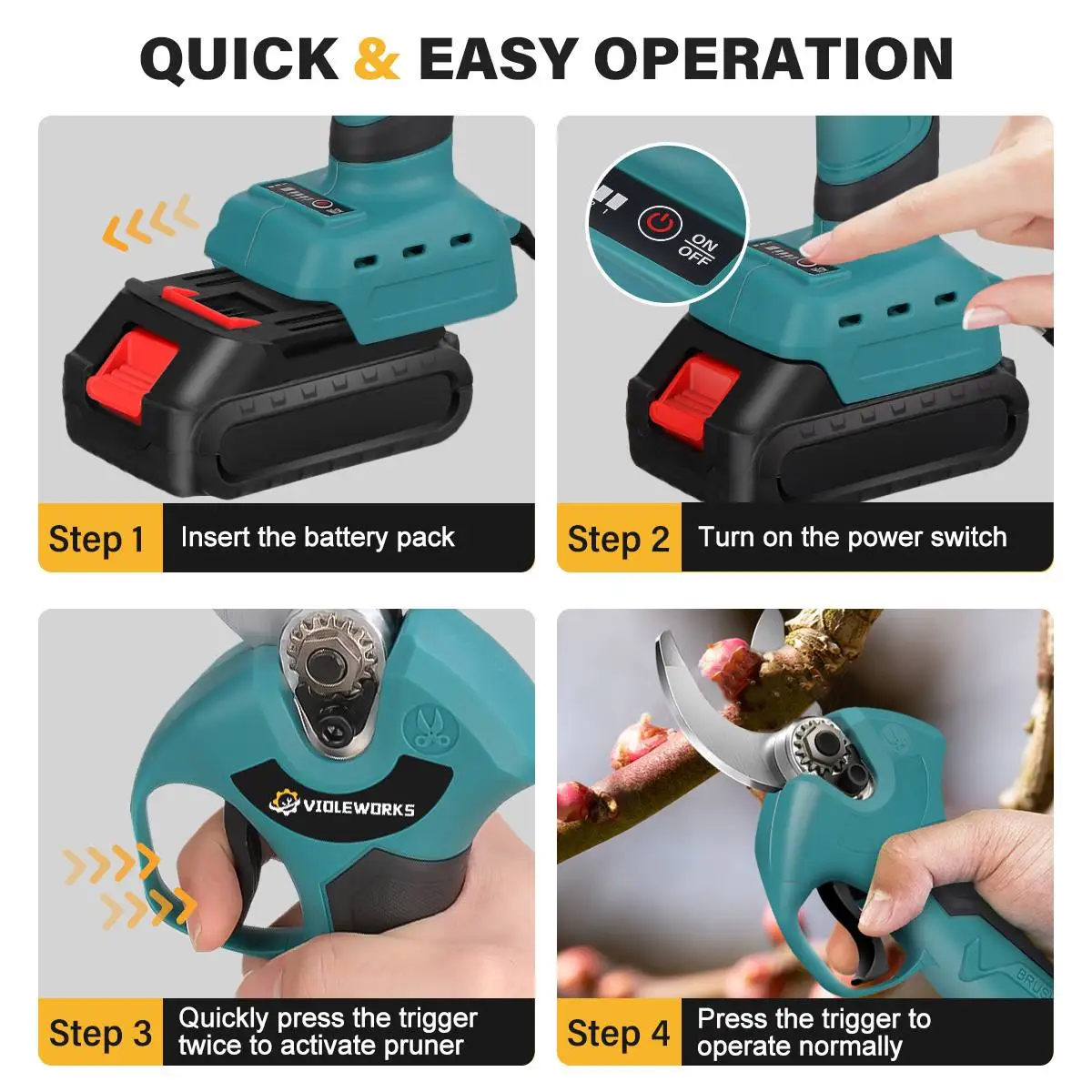 4 Gear Brushless Cordless Electric Pruning Shear Efficient Fruit Tree Bonsai Branches Pruner Cutter for Makita 18V Battery