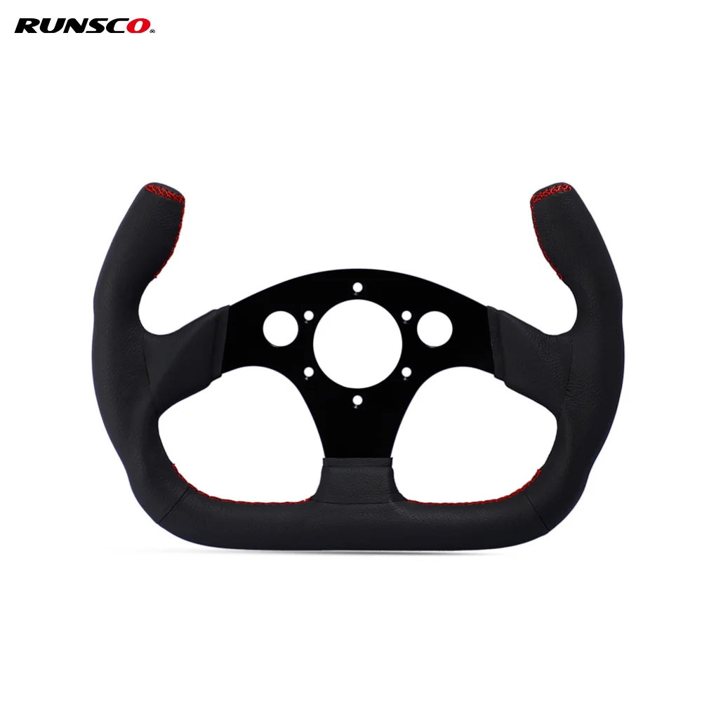 325mm Flat GT Steering Wheel Leather Racing Car/Game Rims Black with Horn Button 5120