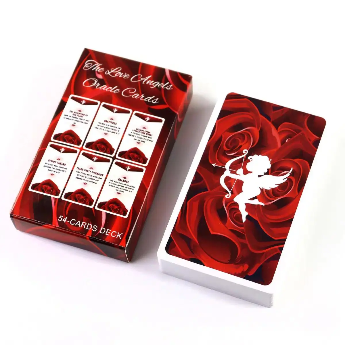 54 Love Angels Oracle Cards Red Rose Cupid Romance Relationship Oracle Deck Twin Flame Soulmate Divination Fortune Telling Gift