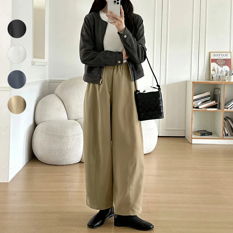 Pantaloni da donna larghi casual Vita elastica Autunno Inverno Pantaloni a gamba larga Dra Sle Versatile effetto dimagrante Sle coreano