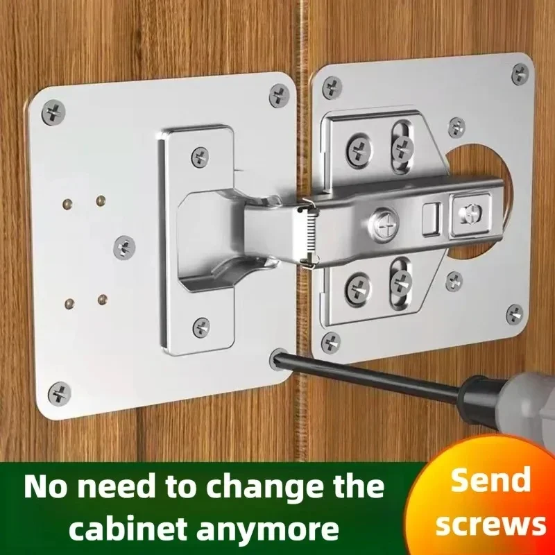 Pre-Drilled Mounting Holes Flat Fixing Brace Bracket Cupboard Door Hardware, Kitchen Cabinet Door Hinge Repair Plate Kit