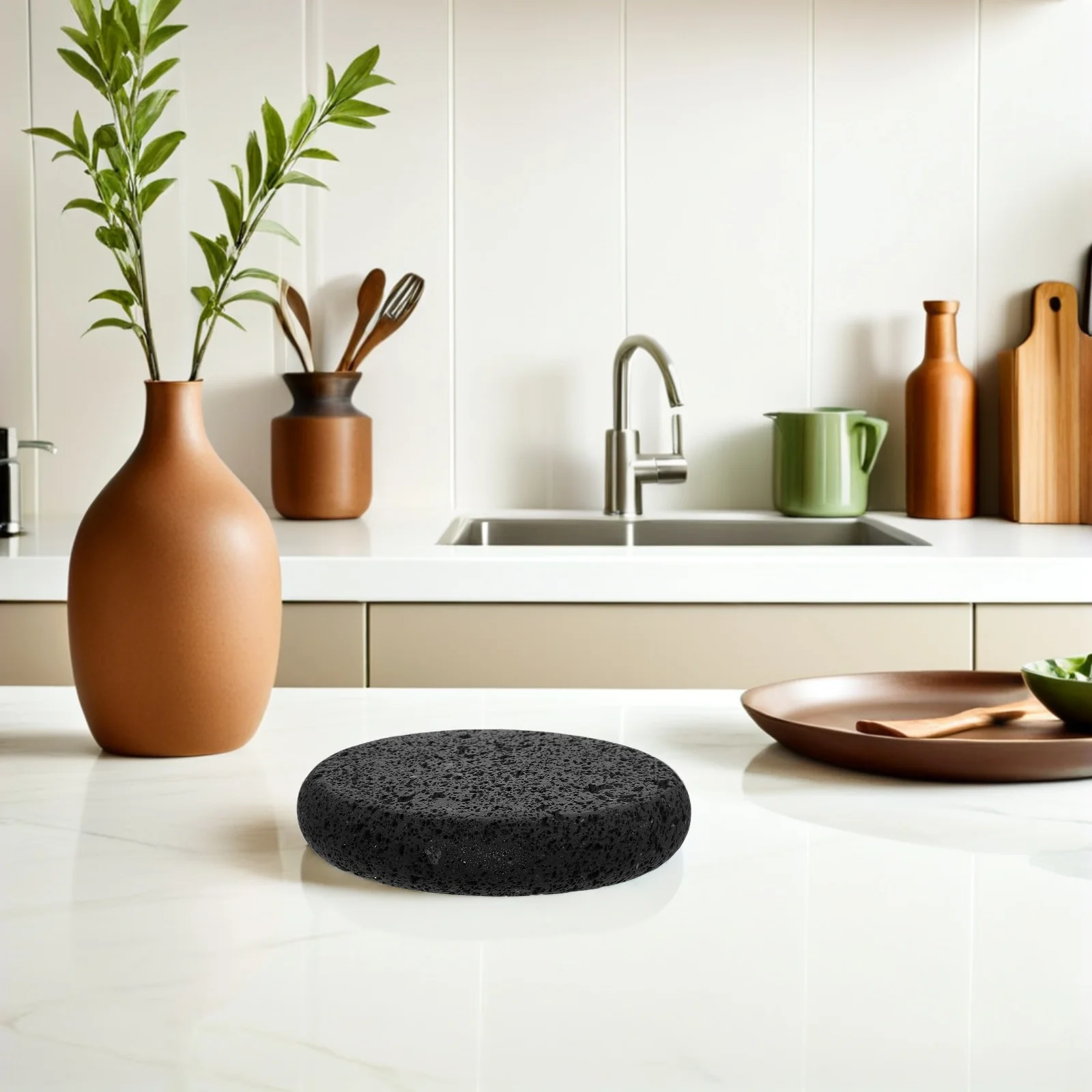 

15Cm Volcanic Rock Plate: Korean Bbq Grill Stone for Steak Fish Seafood Pizza Oven Baking Stone Cooking Tile Lava Grilling Pan