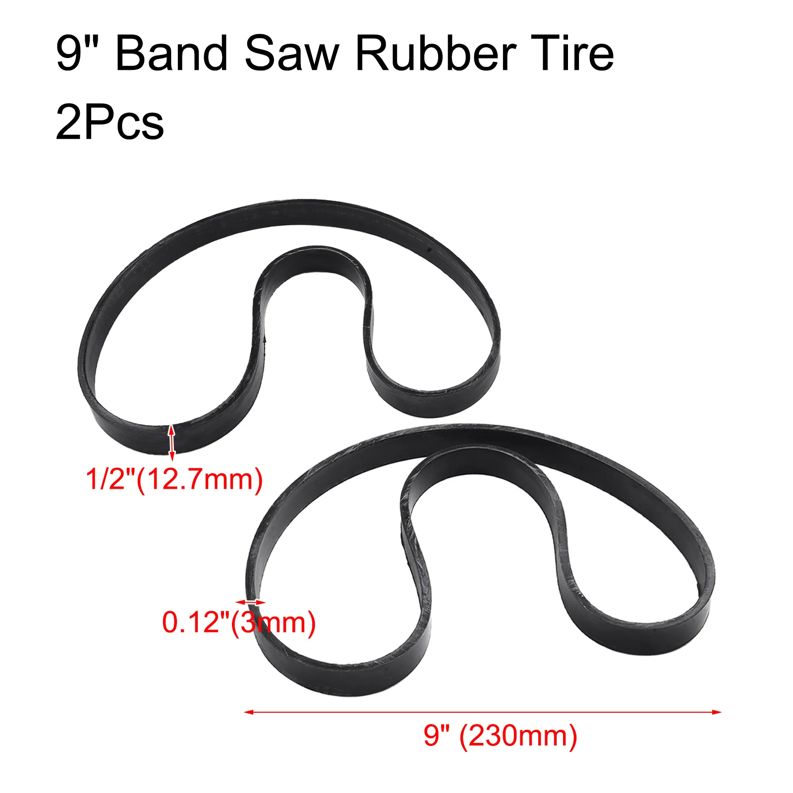 Reliable Rubber Band For Band Saw Wheel, 9 Inch And 12 Inch Sizes, Improve Safety And Cutting Accuracy In WoodWorking