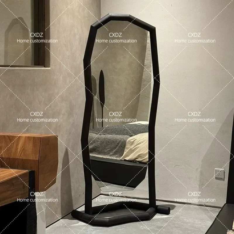 Italian Solid Wood Full Length Mirror Floor Standing Simple Medieval Light Luxury Dressing Mirror for Bedroom Fitting Room