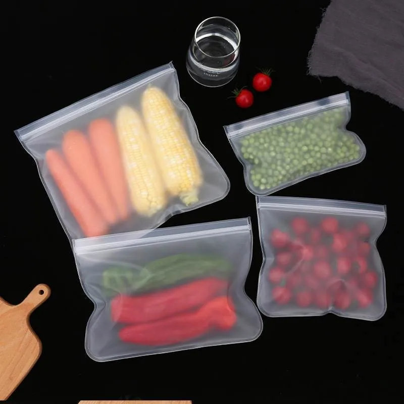 

Silicone Food Storage Containers Fresh Reusable Stand Up Zip Shut Bag Leakproof Wrap Ziplock