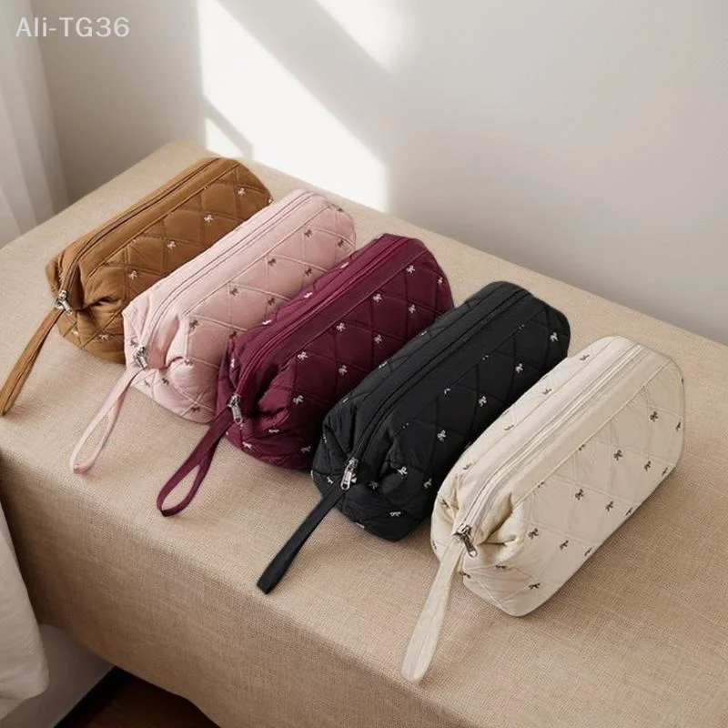 Bolsa de armazenamento para secador de cabelo feminino, para viagem, com laço fofo, bordado, acolchoado, ferramentas para cabelo, à prova d'água, com zíper, bolsas cosméticas xkdae