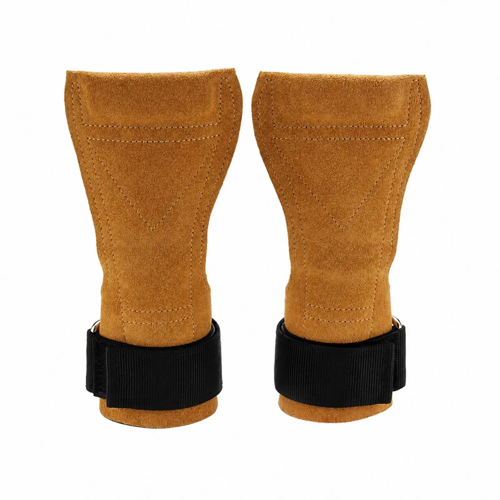 Deadlift Training Strap for Gym Workout Cowhide Leather Palm Gloves Reinforced Stitching for Barbell Chin Up Grip Support