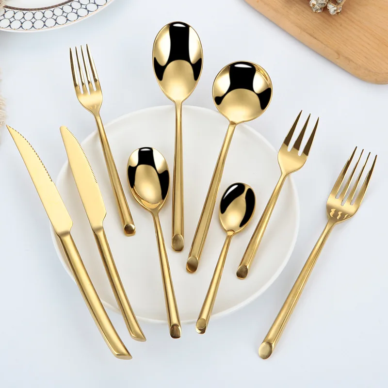 Golden Cutlery Set 304 Stainless Steel Dining Table Set Dinnerware Set Spoon and Fork Set Utensil Set