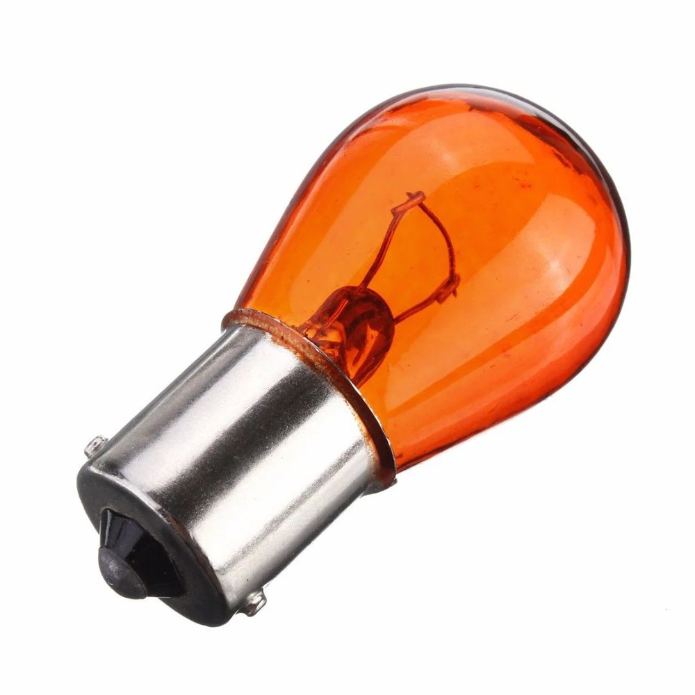 2Pcs LED Amber Car Turn Signal Light Bulbs 1156 12V P21W Flat Foot Single Point Bulb Car Exterior Accessories Tools