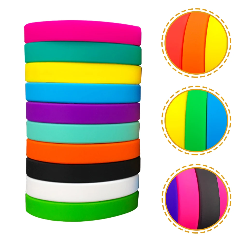 

100pcs Wristb s Blank Rubber Bracelets Solid Silicone Bracelets For Women Party Favors Lightweight Comfortable