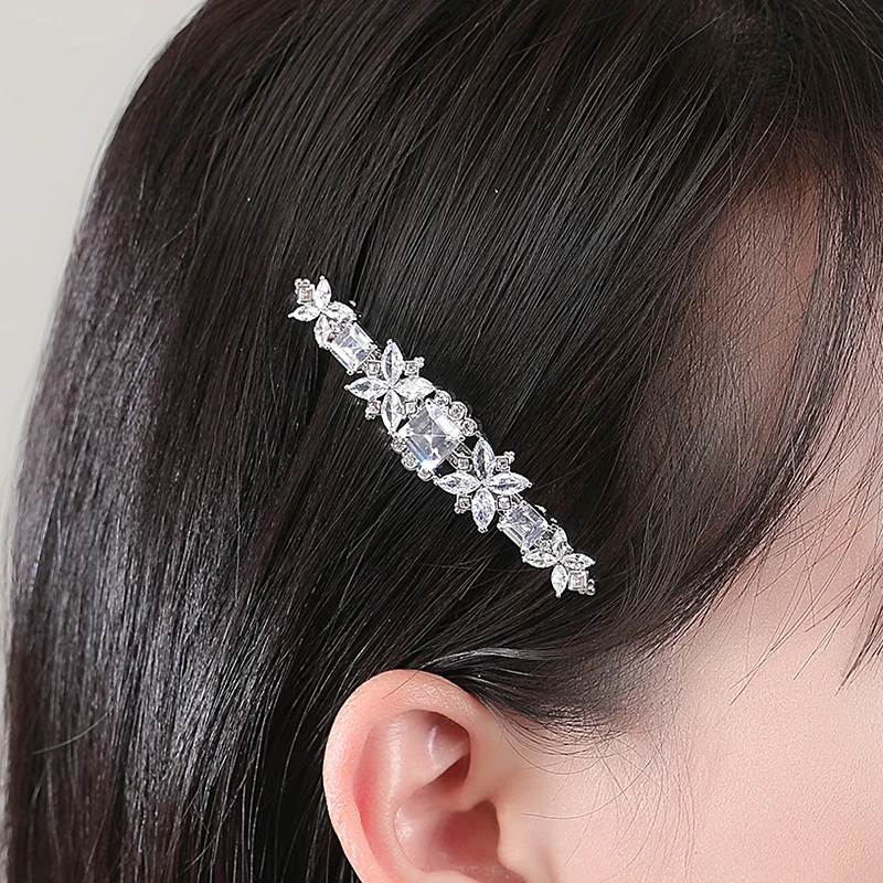 LUOTEEMI AAA Cubic Zirconia fine Hair Barrette for Women fashion elegant girl hair Jewelry Customizable hair accessory