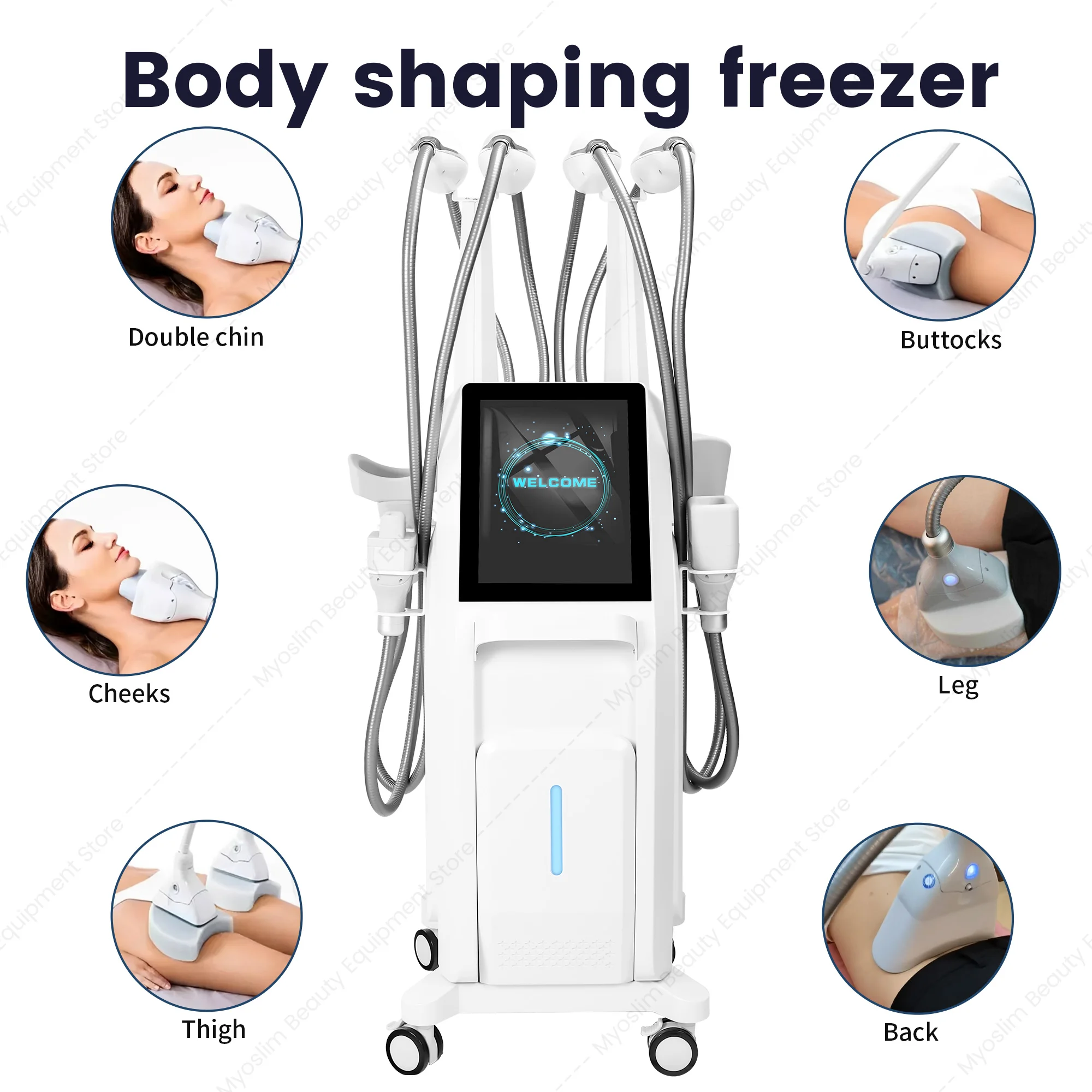 4 Handles 360° Surrounding Cooling Fat Freeze Machine Vacuum Cryolipolysis Body Shaping Fat Loss Beauty Device