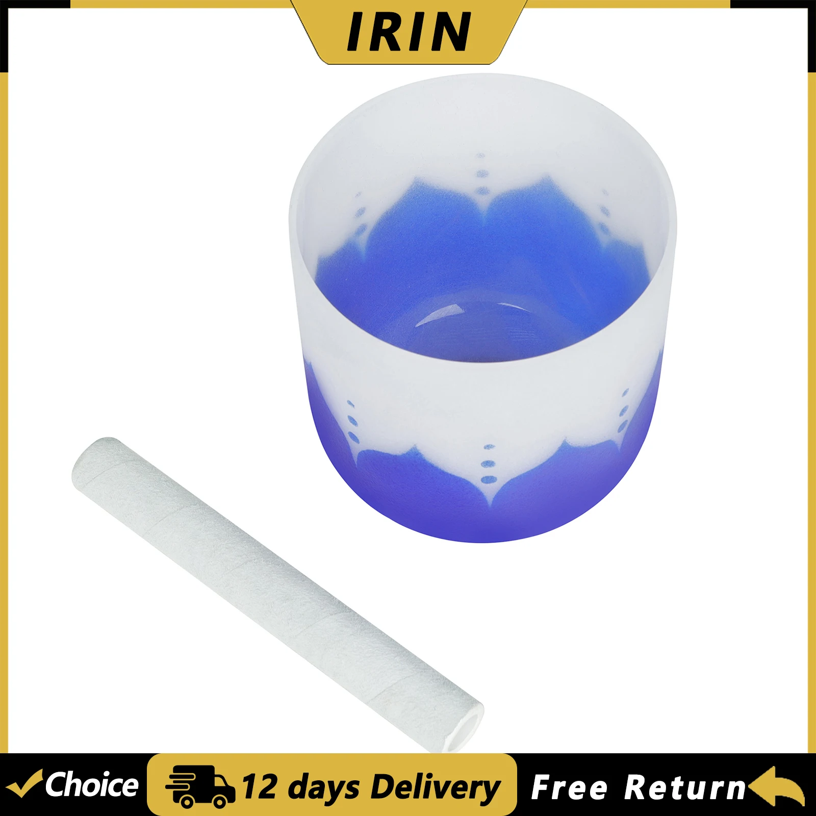 IRIN 6 Inch Singing Bowl C/B Key Quartz Music Bowl Yoga Meditation Lotus Crystal Bowl Percussion Instrument with Drum Stick