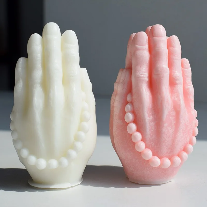 

Prayer Gesture Silicone Candle Mold DIY Buddha Beads Hands Plaster Resin Crafts Casting Soap Clay Mould Home Decor Crafts Gifts