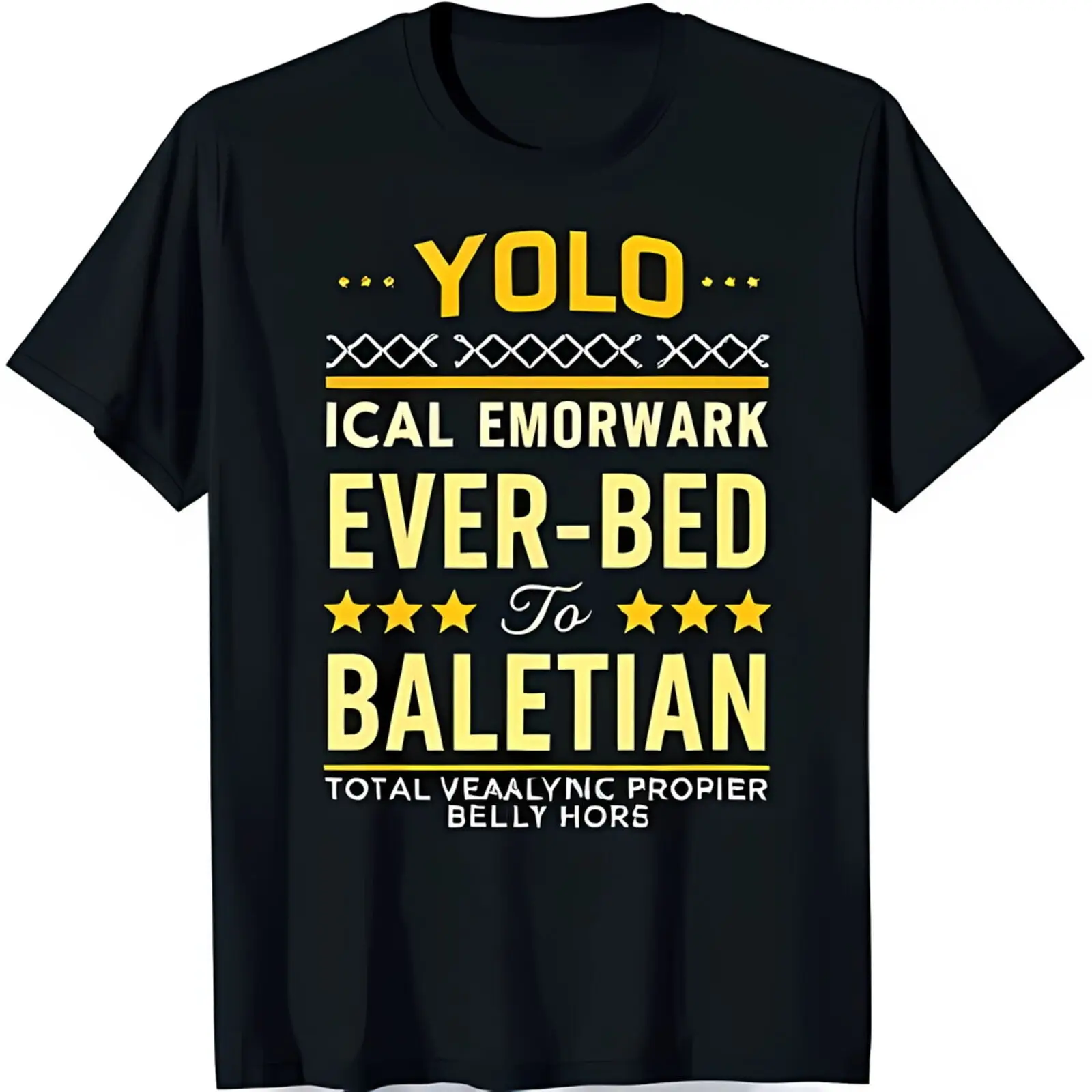 Black YOLO Graphic T-Shirt with Unique Design Bold Yellow Text & X's