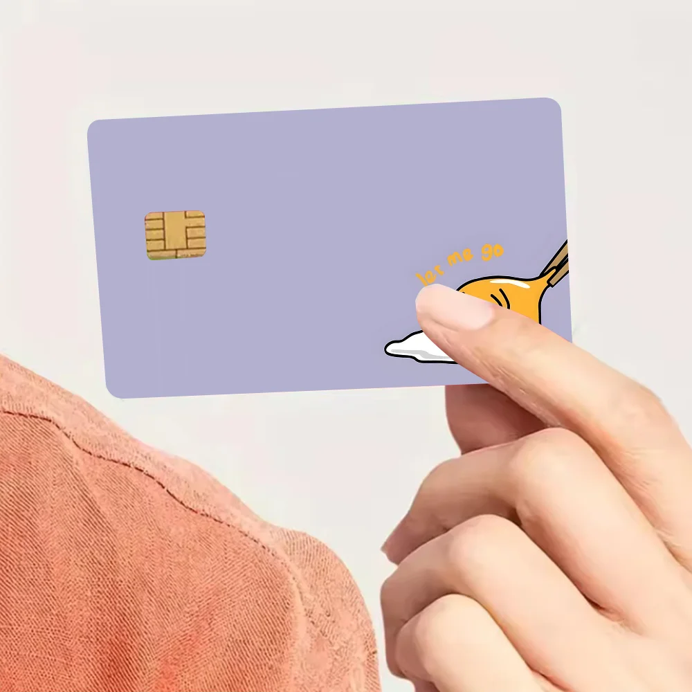 ملصقات جلدية لبطاقة الائتمان الكرتونية G-Gudetama لبطاقة البنك والحافلة المتروية ملصق مقاوم للماء هدية للنساء